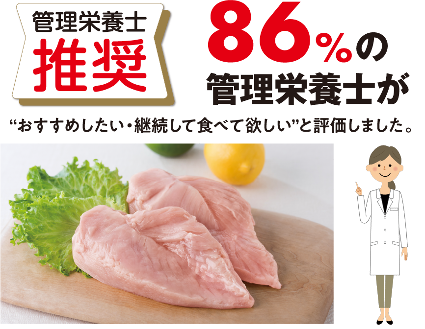 86%の管理栄養士が“おすすめしたい・継続して食べて欲しい”と評価しました。